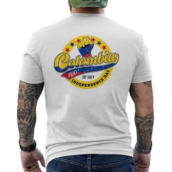 Colombian Independence Day Colombia Flag Retro Vintage Style Colombia Funny Gifts Mens Back Print T-shirt | Mazezy