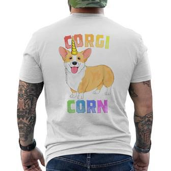 Corgi For Kids Girls Corgicorn Unicorn Unicorg Dog Mens Back Print T-shirt | Mazezy