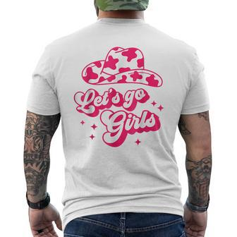 Cowboy Hat Boots Lets Go Girls Cowgirls Pink Groovy Mens Back Print T-shirt | Mazezy
