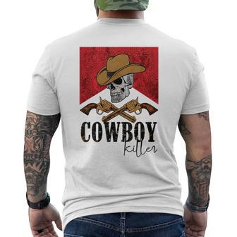 Cowboy Killer Skeleton Western Country Cowgirl Vintage Mens Back Print T-shirt | Mazezy