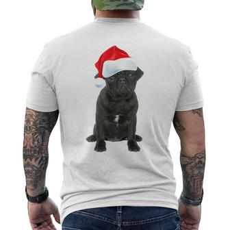 Cute Black Pug Santa Hat Matching Christmas Fun Men's T-shirt Back Print - Seseable
