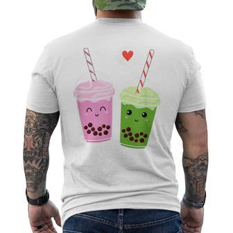 Cute Boba Tea For Japanese Tea Lover Kawaii Bubble Milk Tea Mens Back Print T-shirt | Mazezy