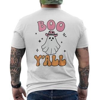 Cute Boo Y’All Western Country Ghost Halloween Men's T-shirt Back Print - Seseable