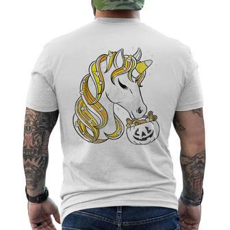 Cute Candy Corn Unicorn Halloween Top Men's T-shirt Back Print - Monsterry AU
