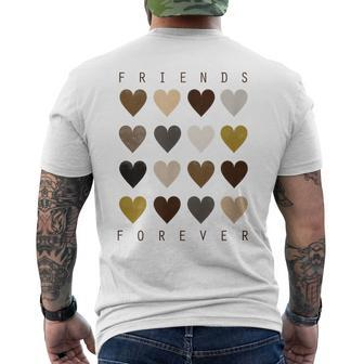 Cute Friends Forever Watercolor Patterned Hearts Friendship Men's Crewneck Short Sleeve Back Print T-shirt - Monsterry