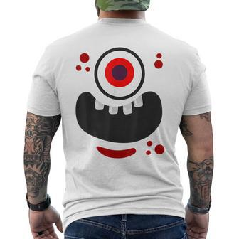 Cute Monster Face Scary Eyeball & Mouth Funny Red Monster Mens Back Print T-shirt | Mazezy