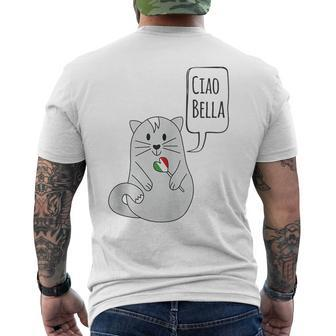 Cute Snuggly Purr Italian Cat With Heart And Flag Design Mens Back Print T-shirt | Mazezy