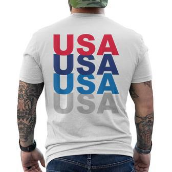 Cute Usa Red White Blue 4Th Of July Top Mens Back Print T-shirt | Mazezy