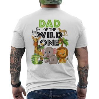 Dad Of The Wild One Birthday 1St Safari Jungle Family White Mens Back Print T-shirt - Seseable
