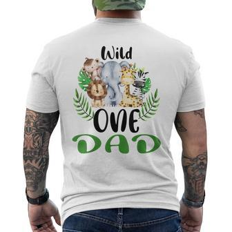 Dad Of The Wild One Zoo Birthday Safari Jungle Animal Mens Back Print T-shirt - Seseable