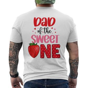 Dad Of The Sweet One Strawberry Birthday Family Party Men's T-shirt Back Print | Mazezy