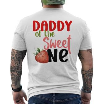Daddy The Sweet One Strawberry Birthday Family Party Mens Back Print T-shirt - Thegiftio UK