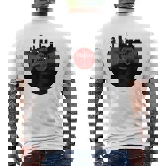 Dallas Texas Skyline Record Tx Retro Vintage Men's T-shirt Back Print | Mazezy