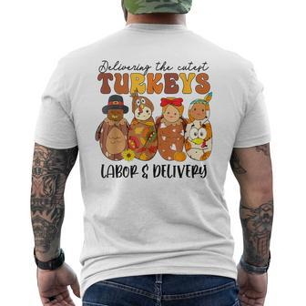 Delivering The Cutest Turkeys Labor & Delivery Thanksgiving Men's T-shirt Back Print - Monsterry DE