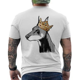 Doberman Pinscher Dog Wearing Crown Men's T-shirt Back Print | Mazezy