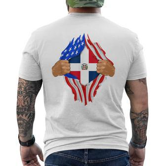 Dominican Blood Inside Me Dominican Republic Flag Men's T-shirt Back Print | Mazezy