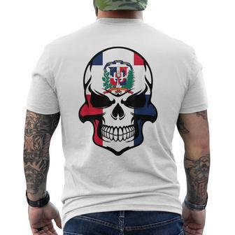 Dominican Flag Skull Cool Dominican Republic Skull Dominican Republic Funny Gifts Mens Back Print T-shirt | Mazezy