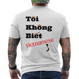 I Don't Know Vietnamese Black Lettering Men's T-shirt Back Print - Monsterry