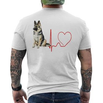 East European Shepherd Dog Heartbeat Ekg Dogs Lover & Owner Men's T-shirt Back Print | Mazezy