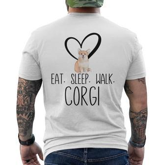 Eat Sleep Walk Corgi Dog Mens Back Print T-shirt | Mazezy