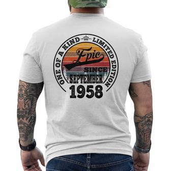 Epic Since September 1958 65Th Birthday 65 Years Old Mens Back Print T-shirt | Mazezy