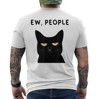 Ew People I Hate People Black Cat Yellow Eyes Men's T-shirt Back Print | Mazezy