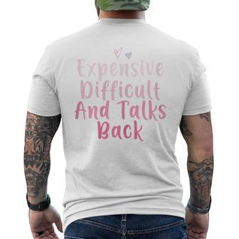 Expensive Difficult And Talks Back Mothers Day Mom Heart Mens Back Print T-shirt - Seseable