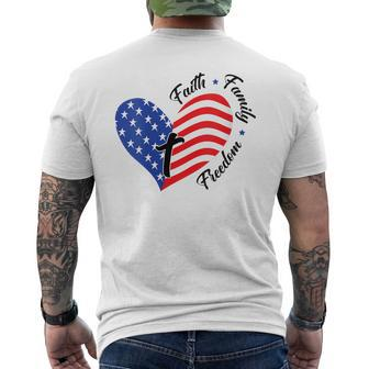 Faith Family Freedom Usa Flag July 4Th American Women Girls Mens Back Print T-shirt | Mazezy CA