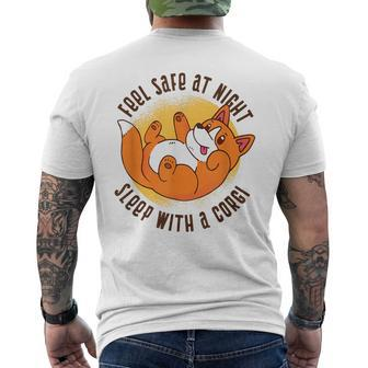 Feel Safe At Night Sleep With A Corgi Cute Dog-Lover Mens Back Print T-shirt | Mazezy