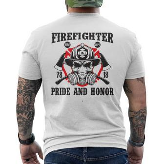 Fire Fighter Pride And Honor Mens Back Print T-shirt | Mazezy