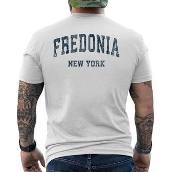 Fredonia New York Ny Vintage Varsity Sports Navy Men's T-shirt Back Print | Mazezy