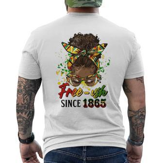 Free Ish Since 1865 Messy Bun Junenth African Freedom Day Mens Back Print T-shirt | Mazezy