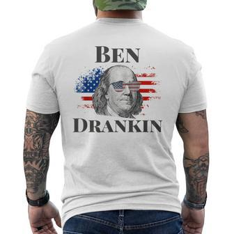4Th Of July For Merica Drinking Ben Drankin Men's T-shirt Back Print | Mazezy