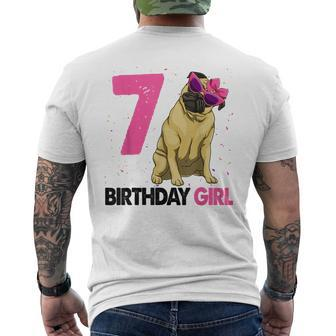 Funny 7Th Birthday Girl Pug Birthday Party Gift Gifts For Pug Lovers Funny Gifts Mens Back Print T-shirt | Mazezy