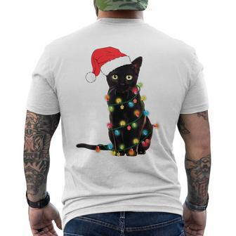 Black Cat Christmas Light Cat Lover Christmas Men's T-shirt Back Print - Seseable