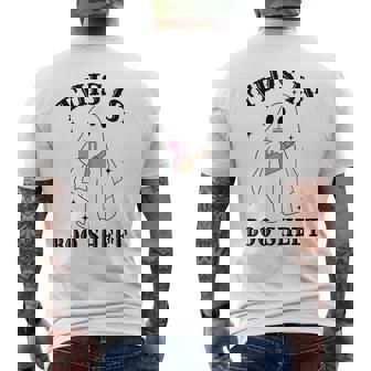 This Is Boo Sheet Spider Decor Ghost Spooky Halloween Men's T-shirt Back Print - Seseable