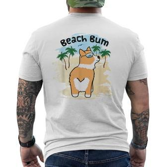 Funny Corgi Dog Beach Bum T Mens Back Print T-shirt | Mazezy