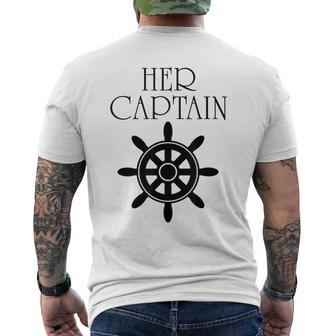 Funny Cruise Her Captain His Anchor Couple Mens Back Print T-shirt | Mazezy