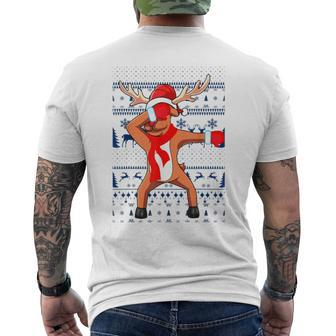 Dabbing Reindeer Ugly Christmas Sweaters Men's T-shirt Back Print - Monsterry AU