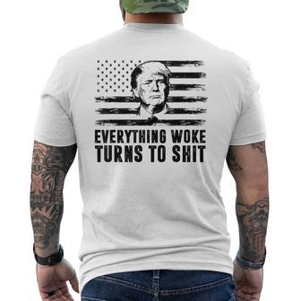 Donald Trump Everything Woke Turns To Shit Political Men's T-shirt Back Print | Mazezy
