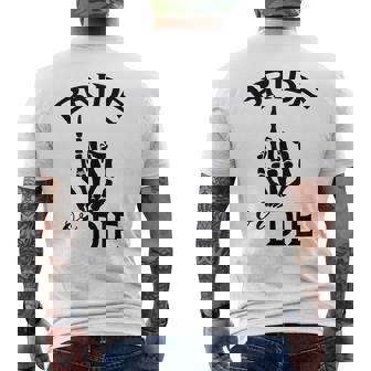 Funny Engaged Bride Skeleton Hand Wedding Ring For Couples Mens Back Print T-shirt | Mazezy