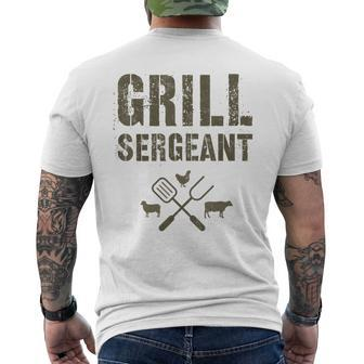 Funny Grill Sergeant Grilling Bbq Grill Campfire Cooking Bro Mens Back Print T-shirt | Mazezy
