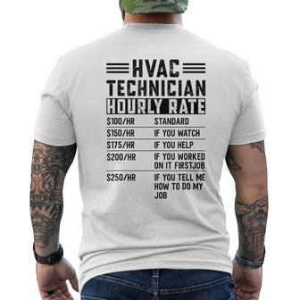Hvac Technician Hourly Rate Hvac Mechanic Labor Rates Men's T-shirt Back Print | Mazezy