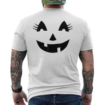 Funny Jack O Lantern Pumpkin With Eyelashes For Halloween Pumpkin Funny Gifts Mens Back Print T-shirt | Mazezy