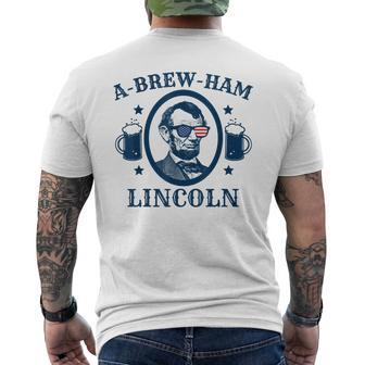 Funny July 4Th Abe Abraham Lincoln Abrewham Patriotic Gift Mens Back Print T-shirt | Mazezy