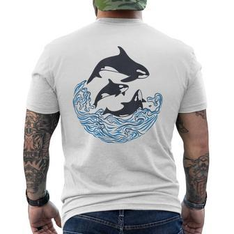 Funny Orca Killer Whales Bouquet Orca Family Cool Pisces Mens Back Print T-shirt - Monsterry AU
