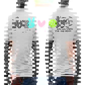 Funny Peace Love Pickleball Court Play Loves Pickleball Pickleball Funny Gifts Mens Back Print T-shirt | Mazezy