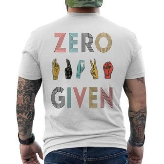 Rude Zero Fucks Given Sign Language Asl Vintage Deaf Men's T-shirt Back Print | Mazezy