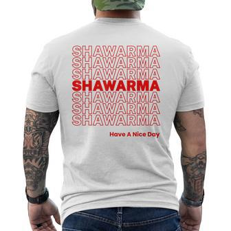 Shawarma Lover Arab Food Arabic Foodie Meme Thank You Men's T-shirt Back Print | Mazezy