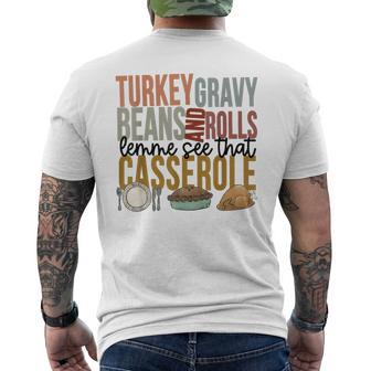 Turkey Gravy Beans And Rolls Let Me See That Casserole Men's T-shirt Back Print - Seseable